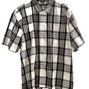 Great Northwest Clothing Co. Shirt Men's XL Black White Short Sleeve Button Up